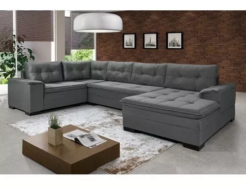 6 Lugares Com Chaise Suede Aveludado Cg