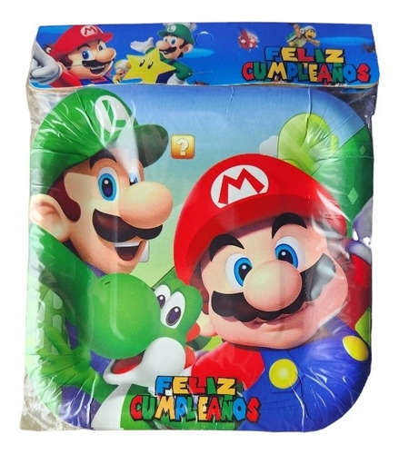 Platos Mario Bros × 6 Cotillón Nuevo Cumpleaños Videojuegos 