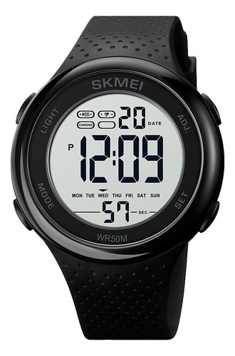 Reloj Hombre Skmei 1856 Digital Alarma Fecha Cronometro Malla Negro Bisel Negro Fondo Blanco