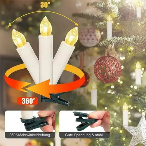 20 Luces Led Con Forma De Vela Para Árbol De Navidad Con Cli