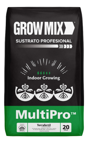 Sustrato Grow Mix Indoor X  20 Lt Terrafertil