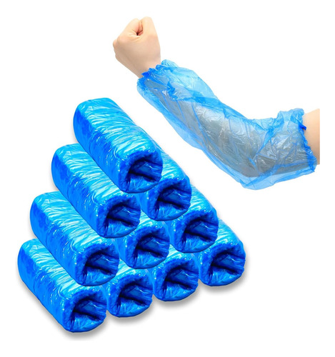 100 Desechables Cubre Manga Protector Ajustable De Plástico Azul