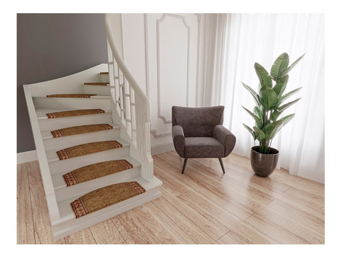 Imagen 2 de 5 de Alfombra Peldaños De Escalera Madras Beige (pack X 5unid)