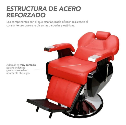 Imagen 7 de 7 de Silla Sillon De Barberia Barbero Estetica Uso Rudo Reclinabl