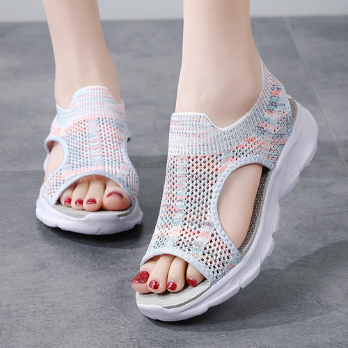 Sandalias De Punto Súper Cómodas, Suela Suave De Malla Para