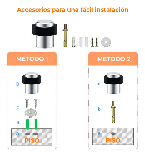Tope De Piso Para Puerta de Acero Inoxidable Cilindrico Inomax Acabado Satinado Forma Cilindrica