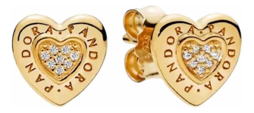 Aretes En Forma De Corazón Con Logo Pandora