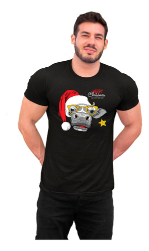 Playera Unisex Navideña Vaca Navideña Merry Christmas