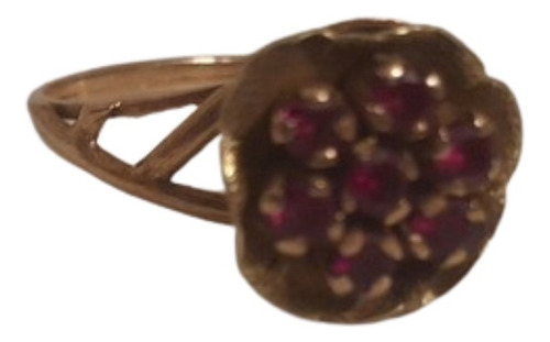 Antiguo Anillo 18k Y Rubies, Para Dama.