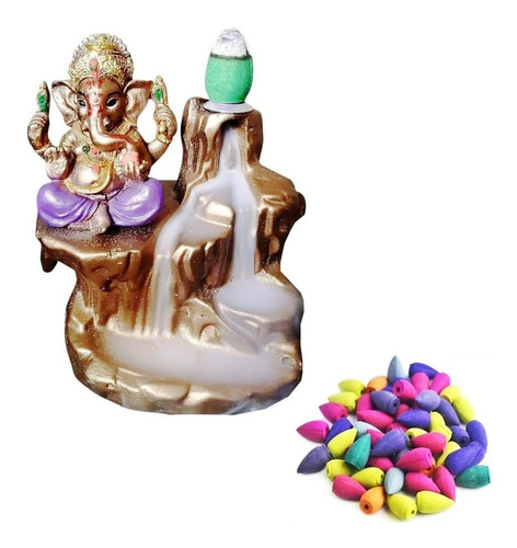 Incensário Ganesha Cascata  Gratis 40 Incensos Cones