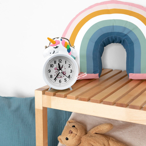 Reloj Despertador Doble Campana Luz Unicornio Kawaii 12021