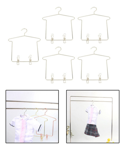 Perchero Para Ropa De Muñecas Bjd De Metal, 5 Piezas,