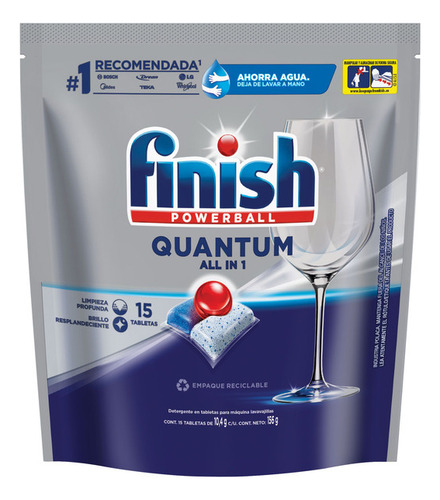 Imagen 2 de 4 de Combo Finish Tabs Quantum + Abrillantador + Limpiamaquinas