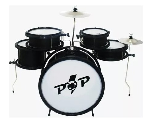 Bateria Acústica Infantil Luen Pop Kids Preta