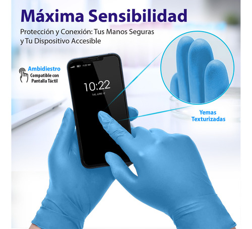 Best Trading 200 Guantes Talla Extra Grande 100% Nitrilo Color Azul Libres de Látex y Vinyl, Alta Calidad Premium, Tecnología Touchscreen. Comodidad, Seguridad y Funcionalidad en tus Manos
