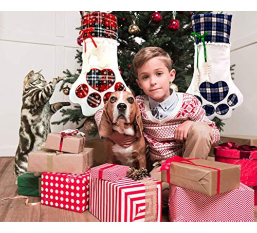 2 Calcetín De Navidad Con Pata De Perro,decoracion Navideñas