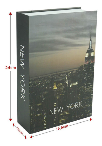 Cofre Camuflado New York Em Formato De Livro 24cm X 16cm