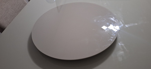 Mesa 6 Cadeiras C/ Tampo De Vidro E Aparador Central De Mesa Branco Marrom (Usado)