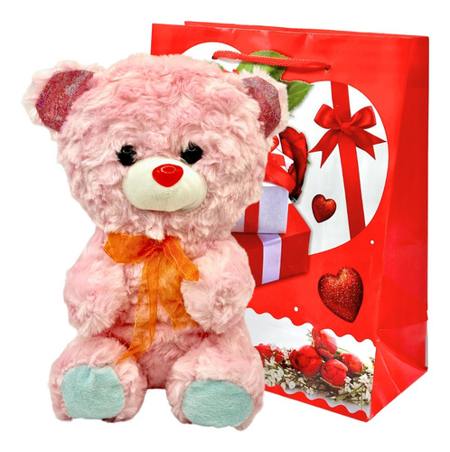 Peluche Oso 25cm Suave Con Bolsa De Regalo San Valentin Amor