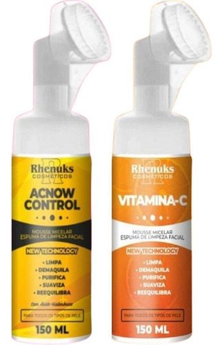 Kit Espuma De Limpeza Facial Acnow Control Espuma Vitamina-c