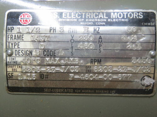 Nib Us Motor F-4604-00-677 1-1/2hp 230/460v 3ph 3450rpm Ccm
