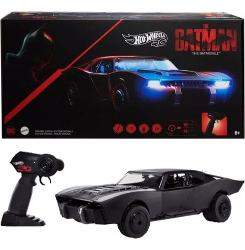 Hot Wheels Radio Contro Batimóvil Escala 1:10 The Batman Color Negro