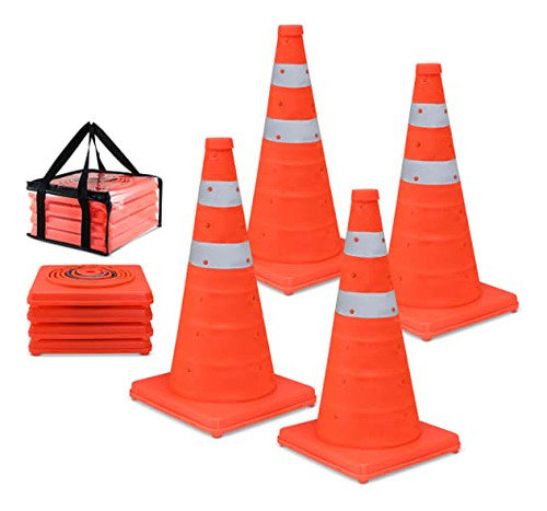 Conos De Trfico Plegables 4 Pz 18puLG Naranja Estacionamient
