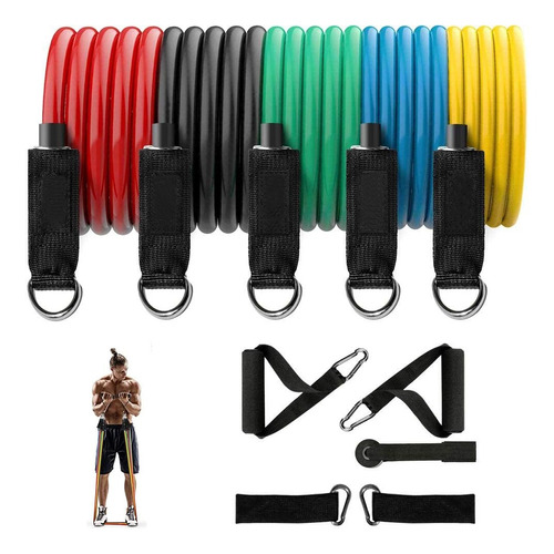 Bandas De Resistencia Set Elásticas Fitness 100lbs 5 Tubos 