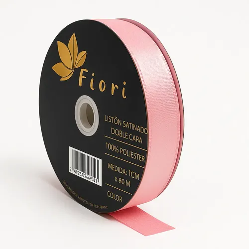 Liston Satin Doble Cara Fiori De 1cm Rollo De 90 Mts Color Rosa Lisa ...