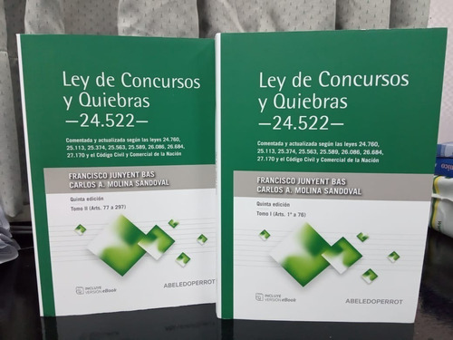 Ley De Concursos Y Quiebras 2 Tomos Ley 24522 - Junyent Bas