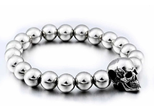 Esclava Pulsera Calavera Titanio Acero Inoxidable Pulido