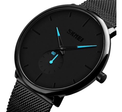 Reloj Hombre Skmei 9185 Acero Negro Minimalista Gtia Top Vip