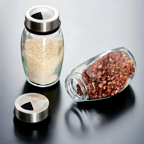 Especiero Giratorio 6 Frascos Vidrio Con Tapa Inox 120ml C/u
