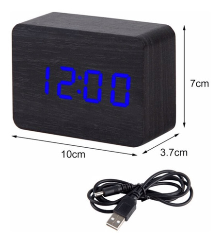 Reloj Digital De Madera Usb Despertador Temperatura Fecha