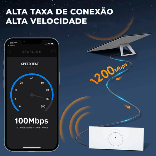 Cabo Extensor Starlink V3 15m Reforçado Uso Externo Ethernet