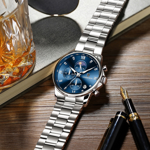 Relojes Para Hombre Lige Casual Acero Reloj Impermeable