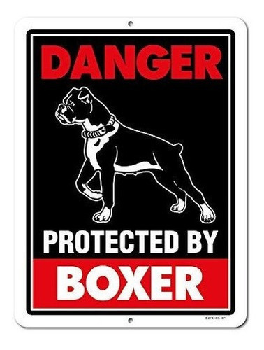 Peligro Protegido Por Boxeador 9 X 12 Cuidado Con El Perro S