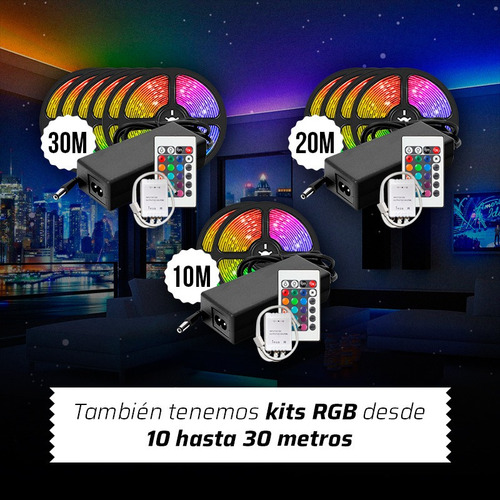 Imagen 2 de 10 de Tira Led 5050 Rollo 20 Metros Rgb 12v Exterior Kit Completo
