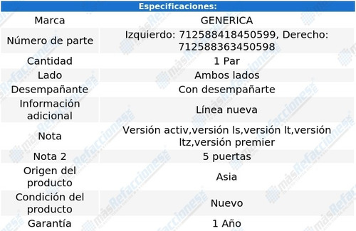 Par Lunas C/desemp Chevrolet Spark 16-21 Generica