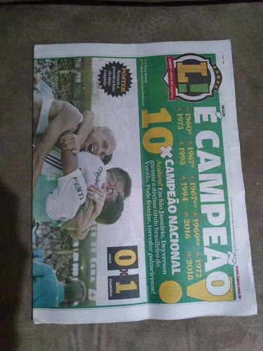 Jornal Lance Palmeiras É Campeão 10x Campeão Nacional