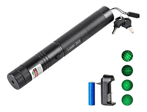 Imagen 1 de 9 de Puntero Laser Verde 1000mw Efecto Lluvia 18650 Cargador