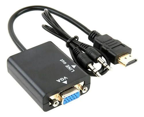 Cabo Conversor De Vídeo Hdmi Para Vga Com Saída De Áudio