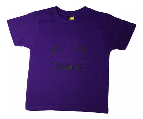 Polera Algodón Niñas Diseño Gatito