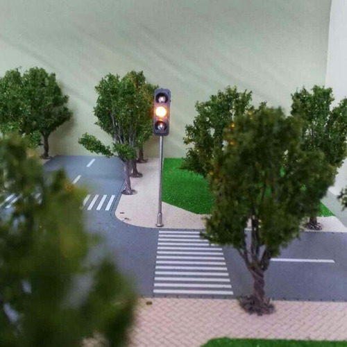 3 Peatonal Cruce Luces Led Señales Modelo Ho Oo Tren Carrete