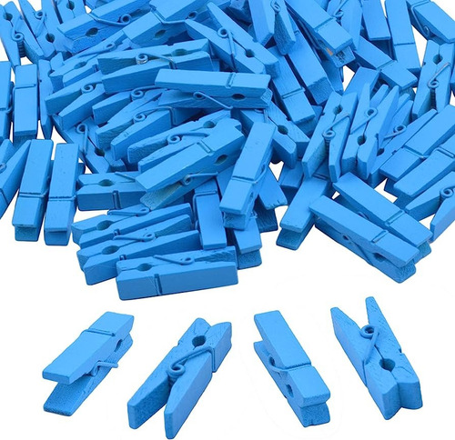 Prendedor Tamanho Médio 3,5 Cm Madeira Pregador Resistente Cor Azul-claro