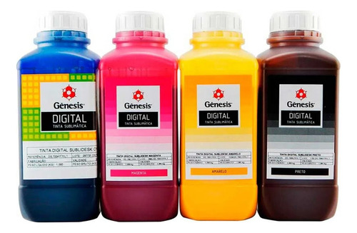 Kit Tinta Sublimatica Sublidesk Gênesis 1 Litro 04 Cores Tinta Magenta - Ciano - Amarelo - Preto