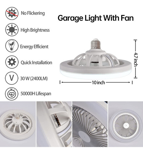 Ventilador De Techo De 30w Con Lámpara De Iluminación E27