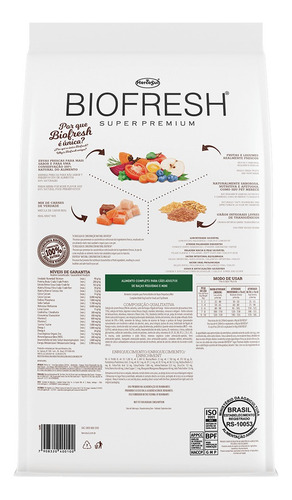 Alimento Biofresh Super Premium para perro adulto de raza mini y pequeña sabor carne, frutas y vegetales en bolsa de 3kg