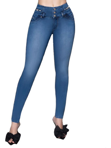 Jeans Mujer Pantalón Colombiano Mezclilla Strech Push Up 099