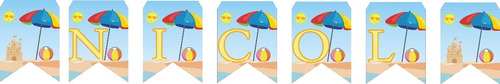 Kit Imprimible De Cumpleaños Playa Personalizado